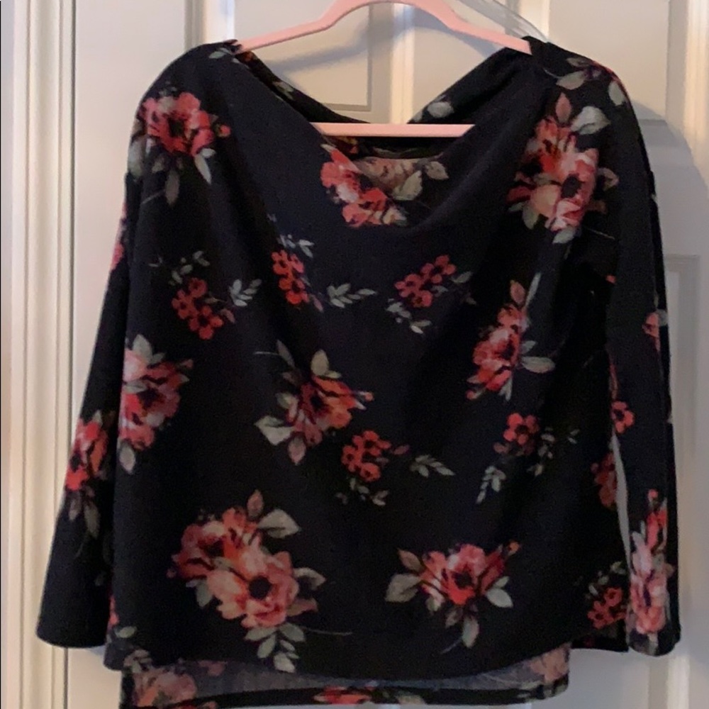 Floral Cowl Neck Sweater